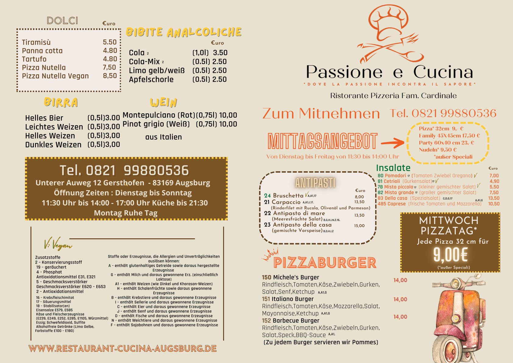 Passione e Cucina, Unterer Auweg 12, 86169 Augsburg, Tel 0821-99880536